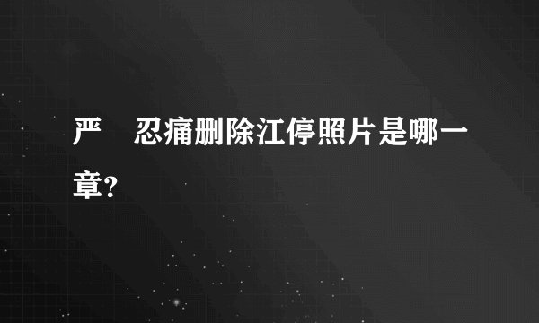 严峫忍痛删除江停照片是哪一章？