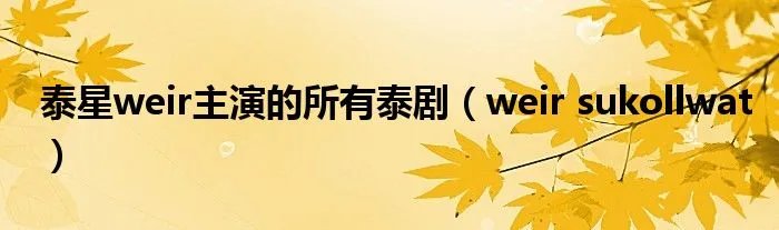 泰星weir主演的所有泰剧（weir sukollwat）
