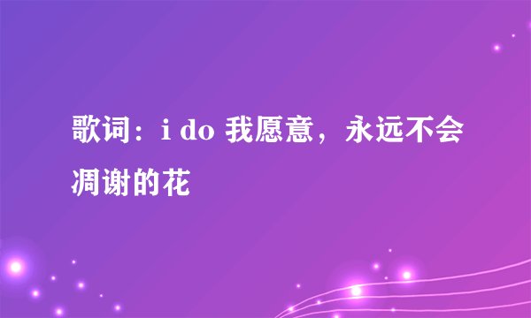 歌词：i do 我愿意，永远不会凋谢的花