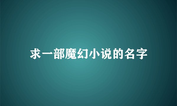 求一部魔幻小说的名字