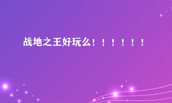 战地之王好玩么！！！！！！