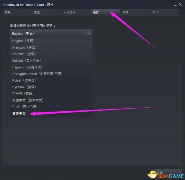 古墓丽影暗影怎么设置中文