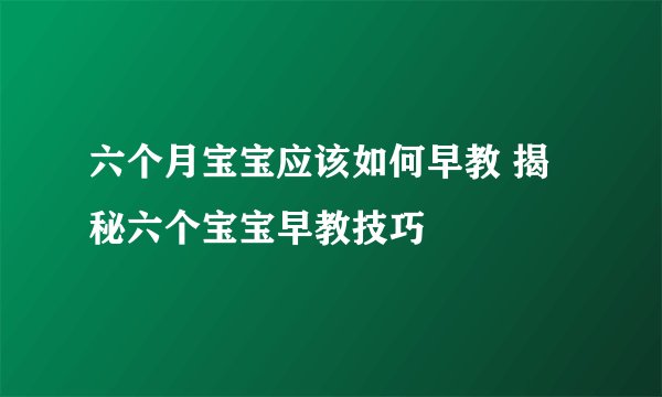 六个月宝宝应该如何早教 揭秘六个宝宝早教技巧