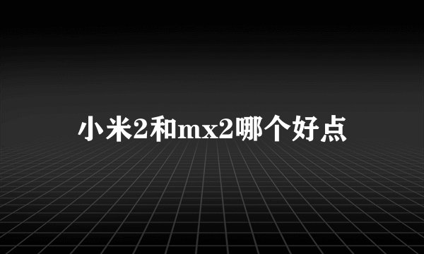 小米2和mx2哪个好点