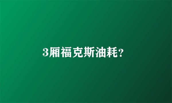 3厢福克斯油耗？