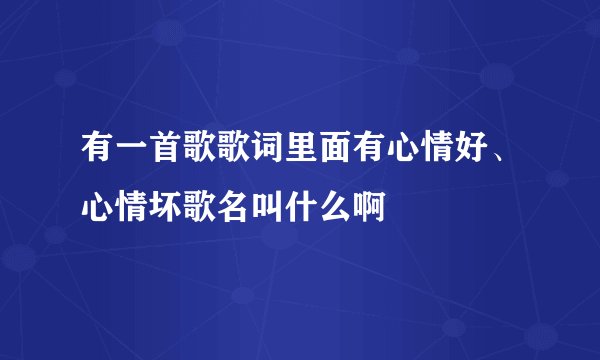 有一首歌歌词里面有心情好、心情坏歌名叫什么啊