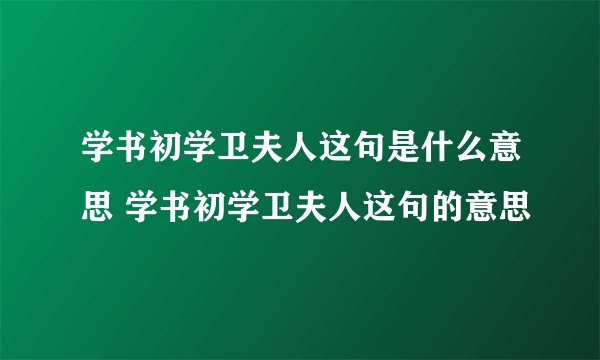 学书初学卫夫人这句是什么意思 学书初学卫夫人这句的意思