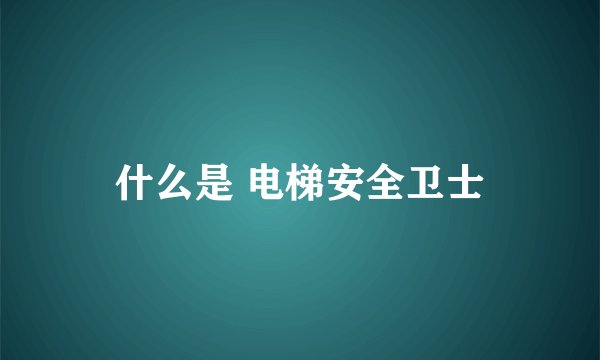 什么是 电梯安全卫士