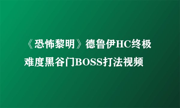 《恐怖黎明》德鲁伊HC终极难度黑谷门BOSS打法视频