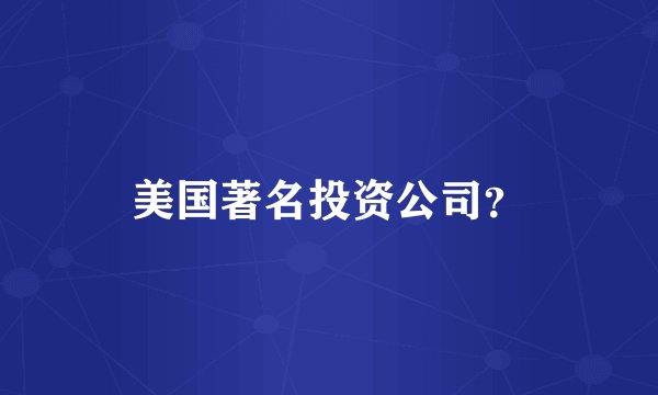 美国著名投资公司？
