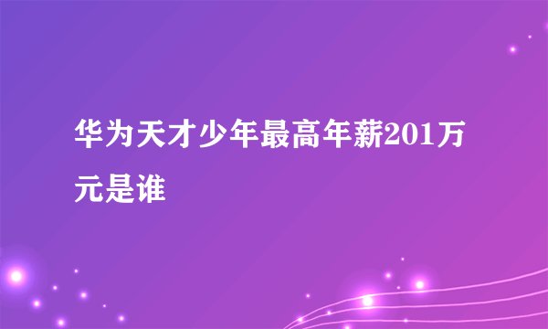 华为天才少年最高年薪201万元是谁
