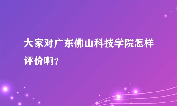 大家对广东佛山科技学院怎样评价啊？