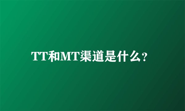TT和MT渠道是什么?