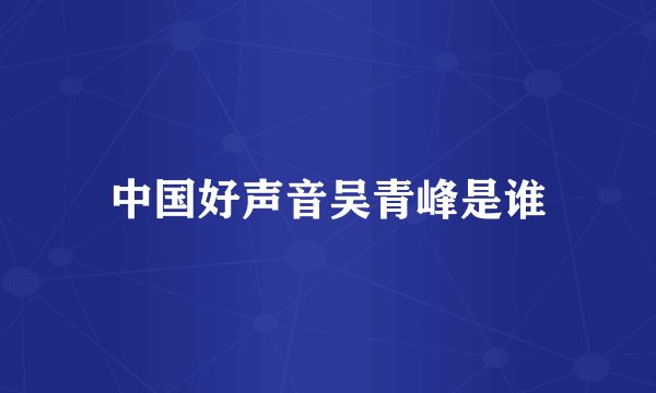 中国好声音吴青峰是谁