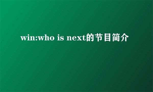 win:who is next的节目简介