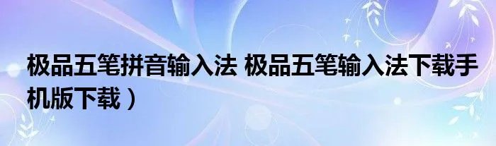 极品五笔拼音输入法 极品五笔输入法下载手机版下载）