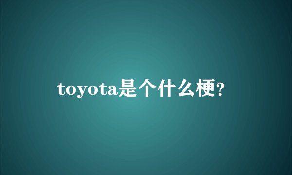 toyota是个什么梗？