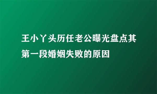 王小丫头历任老公曝光盘点其第一段婚姻失败的原因