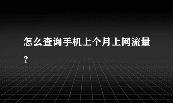 怎么查询手机上个月上网流量？