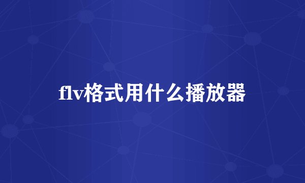 flv格式用什么播放器