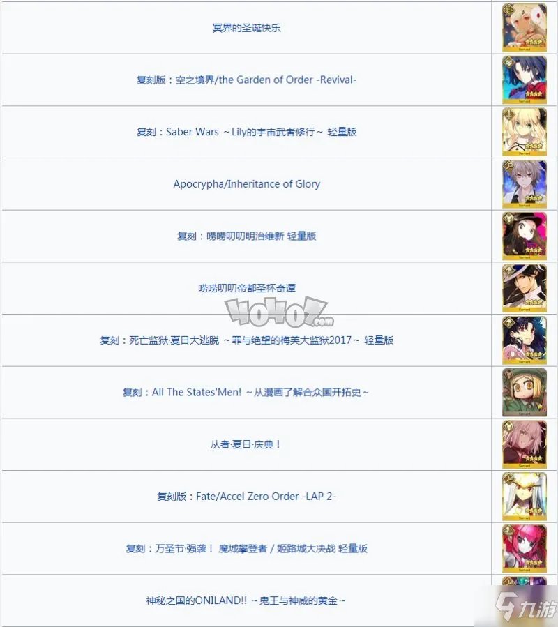 fgo活动英灵有哪些如何永久得 活动从者汇总