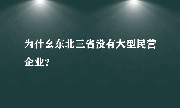 为什幺东北三省没有大型民营企业？