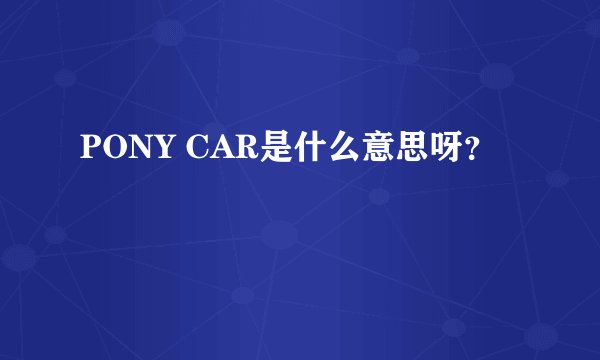 PONY CAR是什么意思呀？