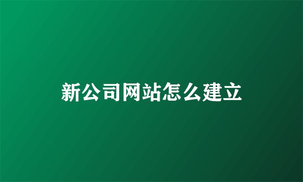 新公司网站怎么建立