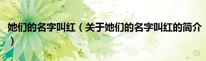 她们的名字叫红（关于她们的名字叫红的简介）