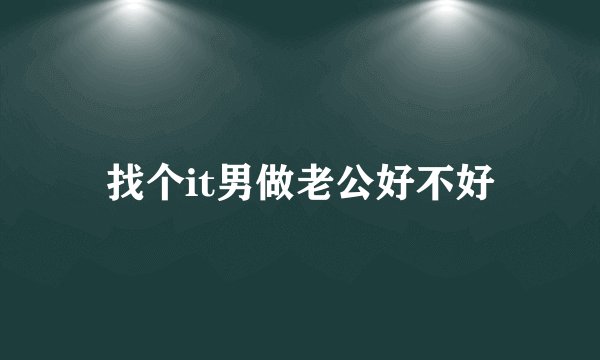 找个it男做老公好不好