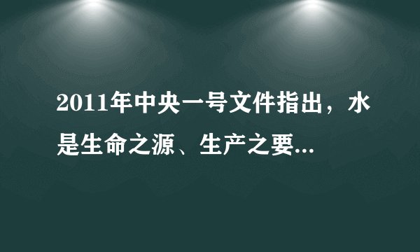 2011年中央一号文件指出,水是生命之源、生产之要、生态之基----兴水利、除水害,事关人类生存、经济发展