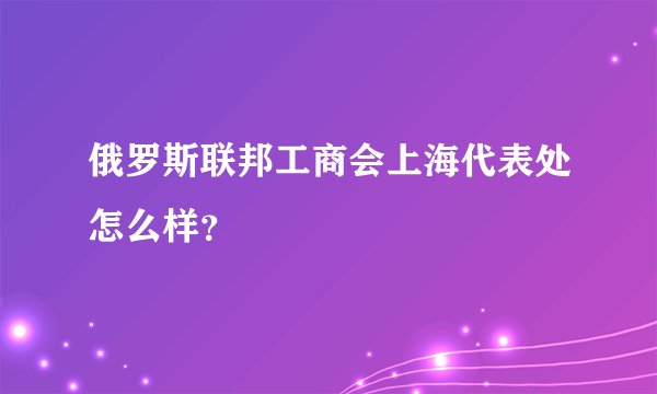 俄罗斯联邦工商会上海代表处怎么样？