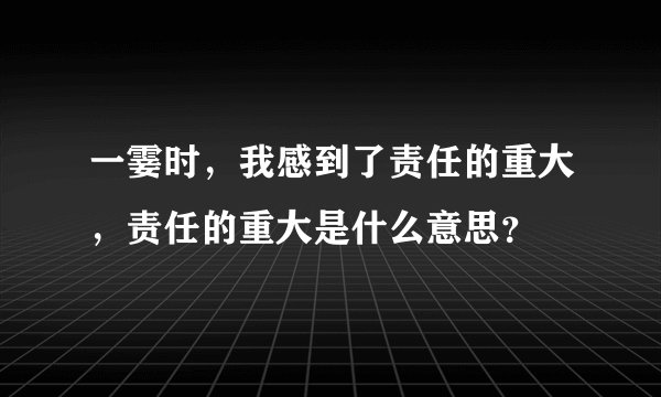 一霎时，我感到了责任的重大，责任的重大是什么意思？