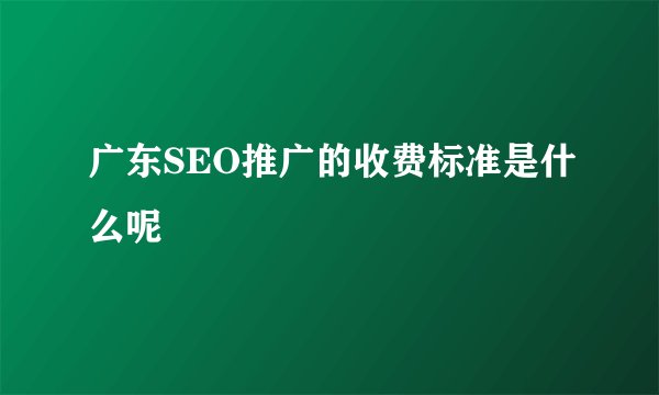 广东SEO推广的收费标准是什么呢