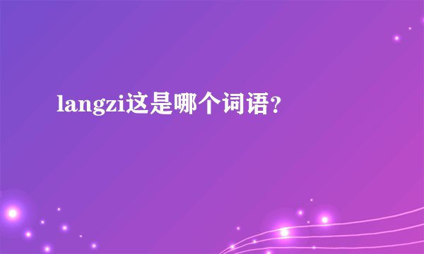 langzi这是哪个词语？