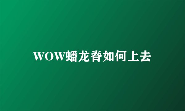 WOW蟠龙脊如何上去