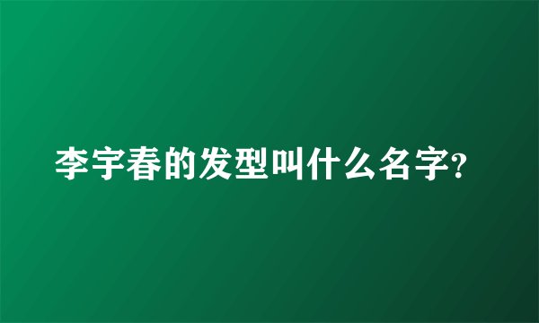 李宇春的发型叫什么名字？
