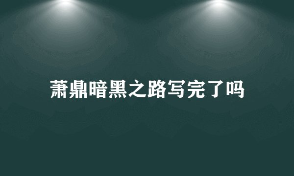 萧鼎暗黑之路写完了吗