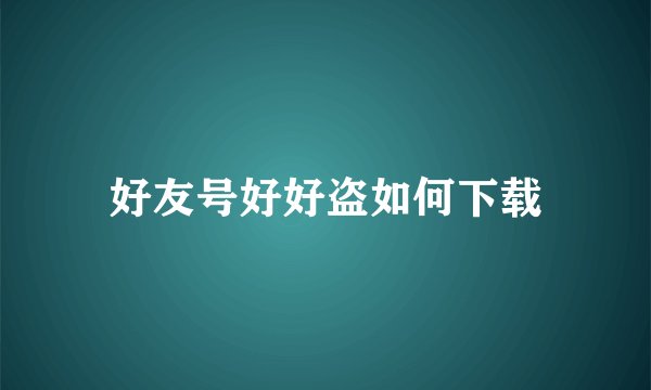 好友号好好盗如何下载