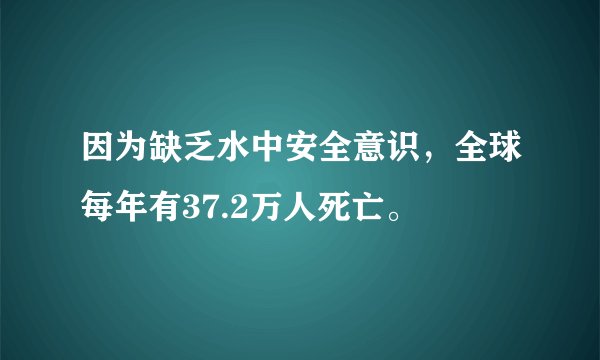 因为缺乏水中安全意识，全球每年有37.2万人死亡。