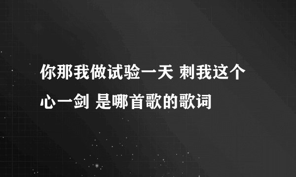 你那我做试验一天 刺我这个心一剑 是哪首歌的歌词