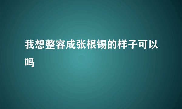 我想整容成张根锡的样子可以吗