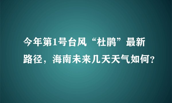 今年第1号台风“杜鹃”最新路径，海南未来几天天气如何？