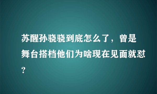 苏醒孙骁骁到底怎么了，曾是舞台搭档他们为啥现在见面就怼？