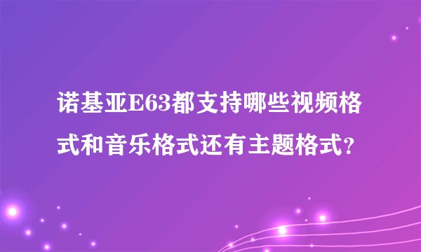 诺基亚E63都支持哪些视频格式和音乐格式还有主题格式？