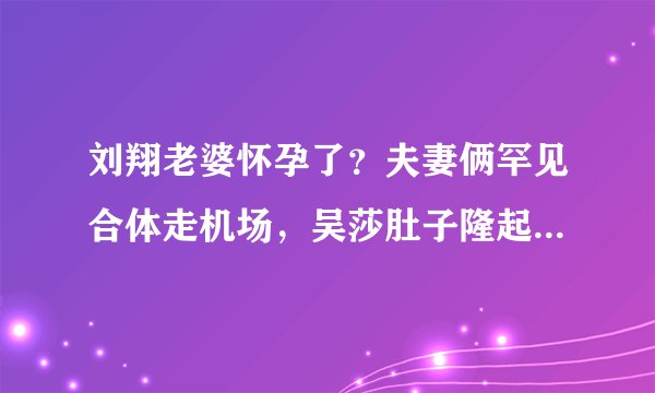 刘翔老婆怀孕了？夫妻俩罕见合体走机场，吴莎肚子隆起疑似怀孕