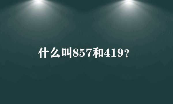 什么叫857和419？