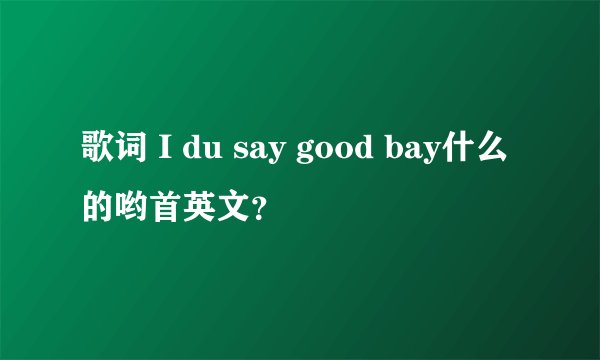 歌词 I du say good bay什么的哟首英文？