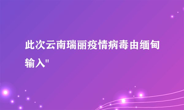 此次云南瑞丽疫情病毒由缅甸输入