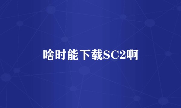啥时能下载SC2啊